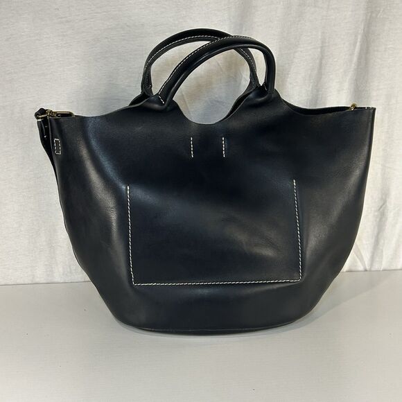 Madewell Edinburgh Bucket Tote Bag Black Leather Shoulder Purse - Picture 2 of 11